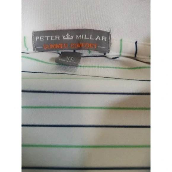 Peter Millar Summer Comfort Golf Polo Blue Striped Casual Hualalai Sz XL - Picture 4 of 8